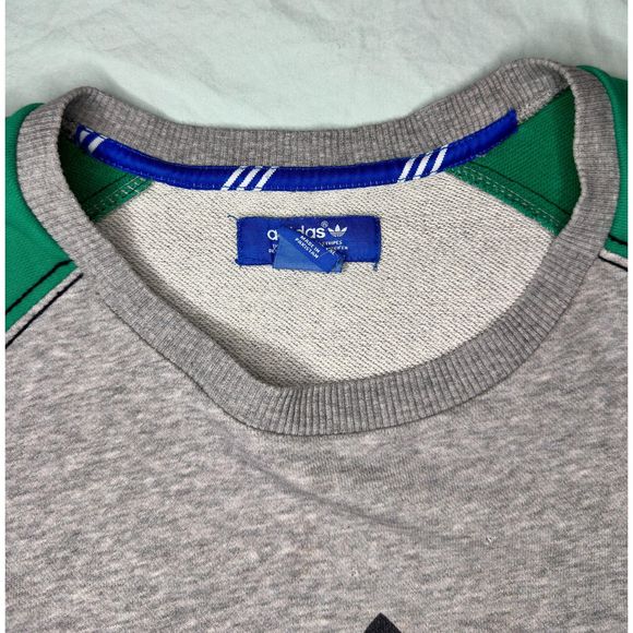 Unisex, Adidas Sweatshirt No Hood, 2XL, Green and Grey - Picture 3 of 16